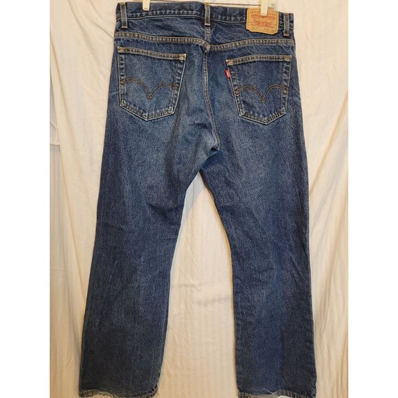 Levis 517 Bootcut Jeans 2006 Dark Blue Wear Bottom Hem 36 x 30 Mens - Picture 16 of 16